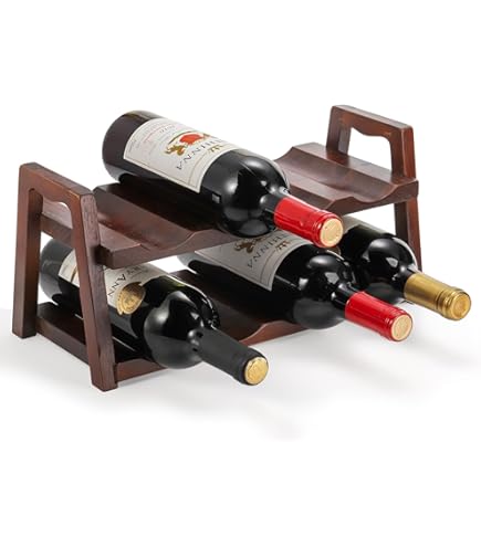 Ruichang Wine Rack Sturdy Wine Countertop,Bamboo Wine Bottle Holder Wine Storage