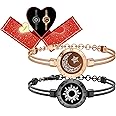 TOTWOO Long Distance Touch Bracelets for Couples, Vibration & Light up for Love Couples Bracelets | Long Distance Relationship Gifts for friend Bluetooth Pairing Jewelry