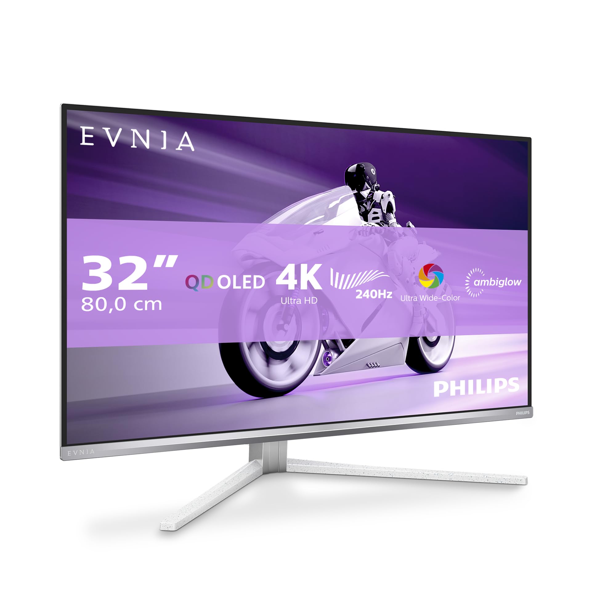 Philips 32M2N8900AM 31.5 inch UHD Monitor 240Hz, QD-OLED Panel, 0.03ms GtG, Adaptive Sync, HDR400 TrueBlack, FreeSync Prem. Pro, G-Sync Comp., Speakers (3840x2160 HDMI 2x 2.1 DP 1x 1.4 USB Hub) Silver