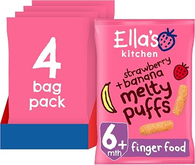 Ella's Kitchen Organic Strawberry & Banana Melty Puffs 4 x 20g