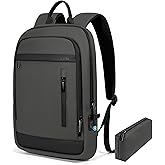 Lixiin Business Backpack for Men Lightweight Commute Laptop Backpack Anti-Theft Water Resistant Backpack for 15.6 Inch Computer for Daily Office Work with Small Bag (Grey, 15.6")