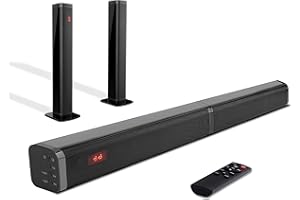 YIZLET TV Sound Bar Sound Bar for Speaker Smart TV Sound bars 80W Split Soundbars, Surround Sound Powerful Bass, Home Theater Speakers with HDMI-ARC/Optical/AUX Connection 2-in-1 Detachable Soundbar for TV