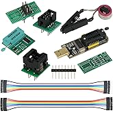 MTDELE 1 Set CH341A Programmer 3.3-5V Compatible with EEPROM 24 25 Series | 3.3-5V CH341A Adapter, SOIC8 Clip, 1.8V Adapter, SOIC8 Adapter