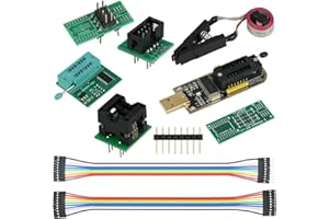 MTDELE 1 Sets CH341A Programmer Compatible with for EEPROM Programmer 24 25 Series Kit（CH341A + SOIC8 Clip + 1.8V Adapter + SOIC8 Adapter）