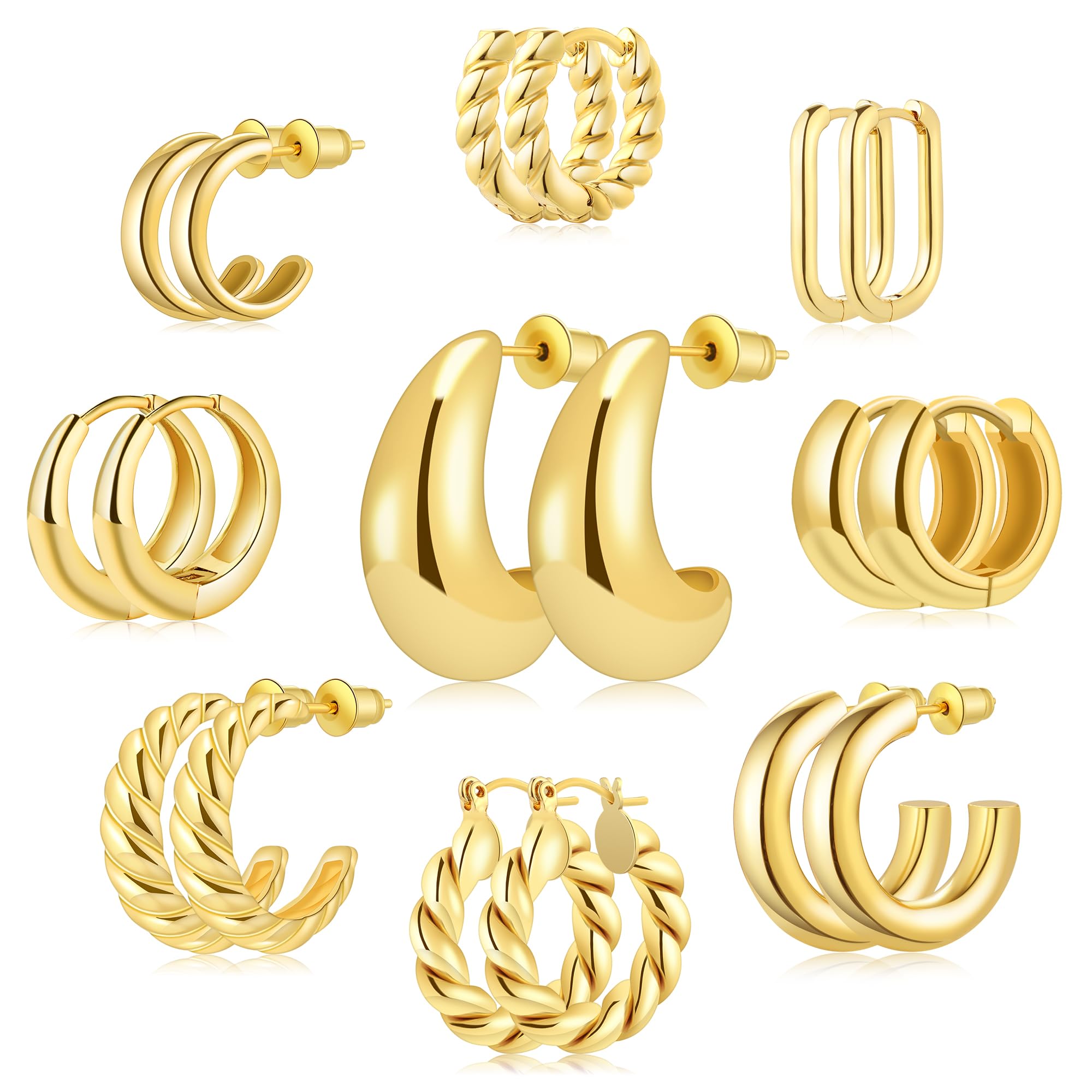 Tiny 8mm No Piercing Earrings 14K Gold Non-Piercing Ear Cuffs - Tiny Hypoallergenic Ear Cuff Earrings For Women 8mm 14k Gold Non Piercing Ear Cuffs For Women
