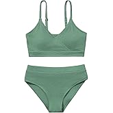 Adarl Girl's 2 Piece Swimsuit Solid Spaghetti Strap Bikini Sets Beach Bathing Suit Swimwear for Teen Girls
