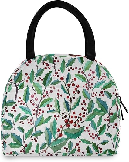 Lonchera con diseño de hojas, bolsa para el almuerzo para mujer, caja