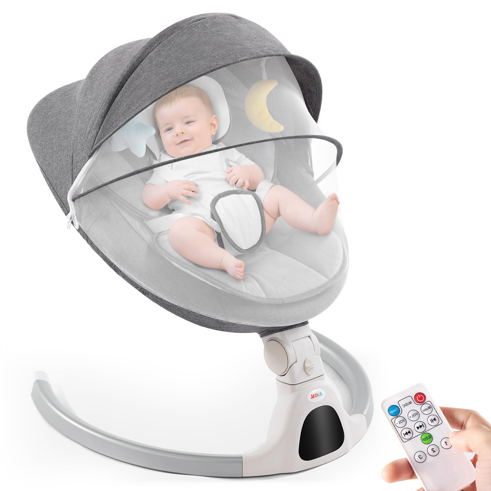 Photo 1 of ***PARTS ONLY***Jaoul Baby Swing for Infants - Electric Portable Newborn Bouncer With Bluetooth Touch Screen/Remote Control, Timing Function, 5 Speeds, 3 Seat Positions for Boys and Girls (Gray)