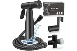 GASLIKE 【Upgrade】Brass Handheld Bidet Sprayer for Toilet–Premium Stainless Steel Handheld Bidet Attachment for Toilet with 2 Water Adjustment, Perfect for Intimate Care, Cloth Diapers, Toilet Cleaner (Black)
