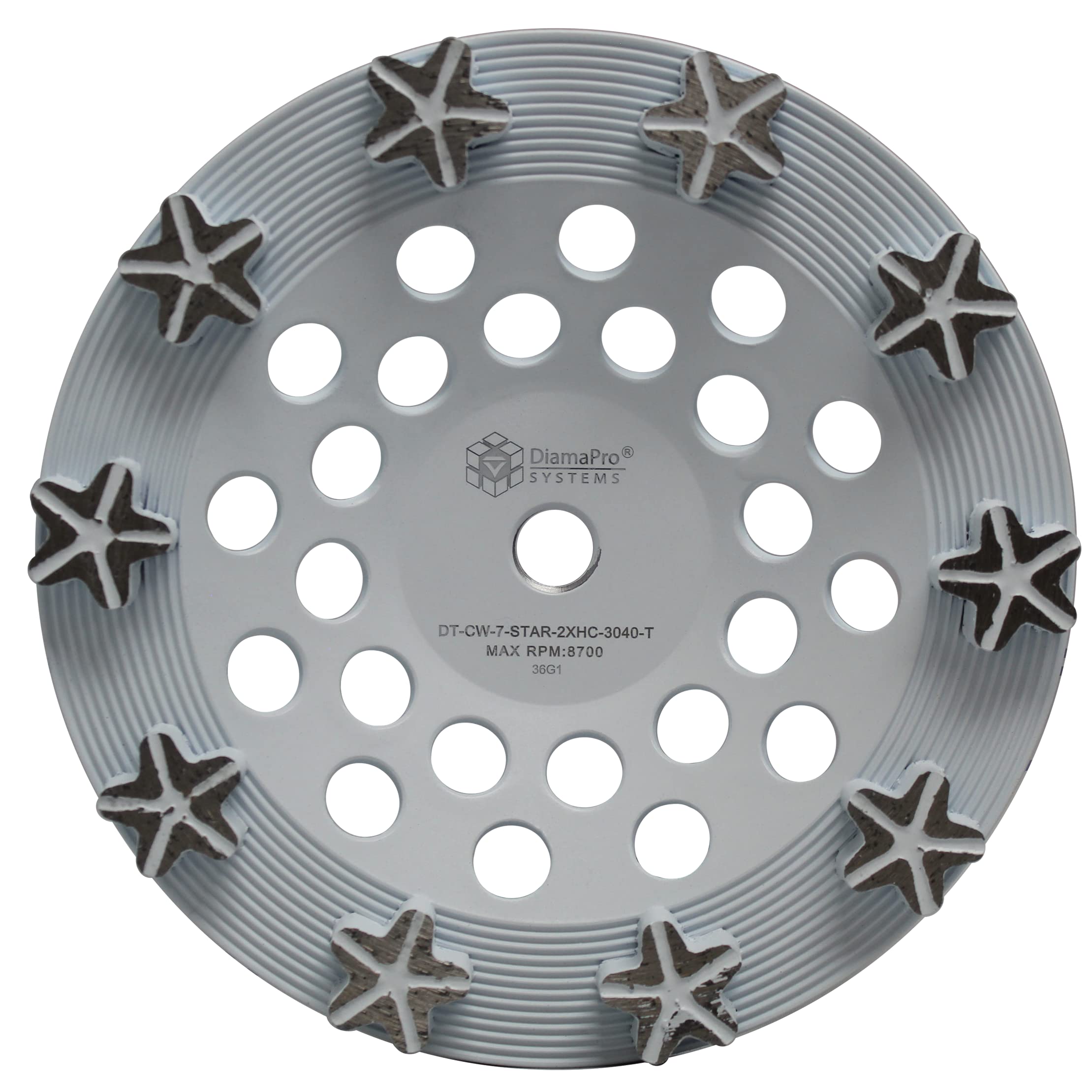 Photo 1 of DiamaPro Systems Star Threaded 7 Inch 10 Segment Turbo Concrete Grinding Cup Wheel for Grinding, Leveling, Removing Glue/Coating