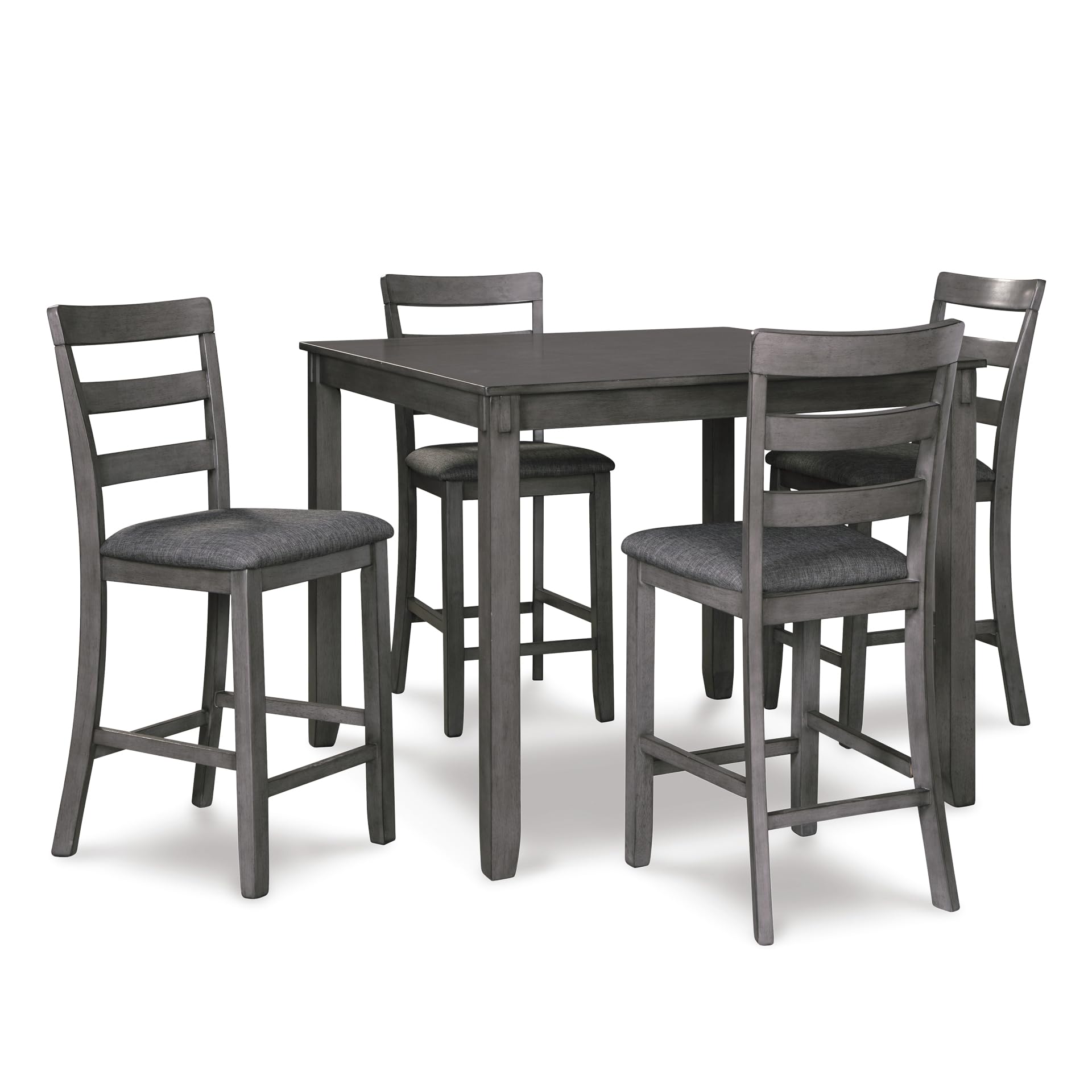 Photo 1 of ***SELLING FOR PARTS*** ***READ CLERK NOTES*** Signature Design by Ashley Bridson 5 Piece Dining Room Set, Includes Table & 4 Ladderback Barstools, Wood, Gray