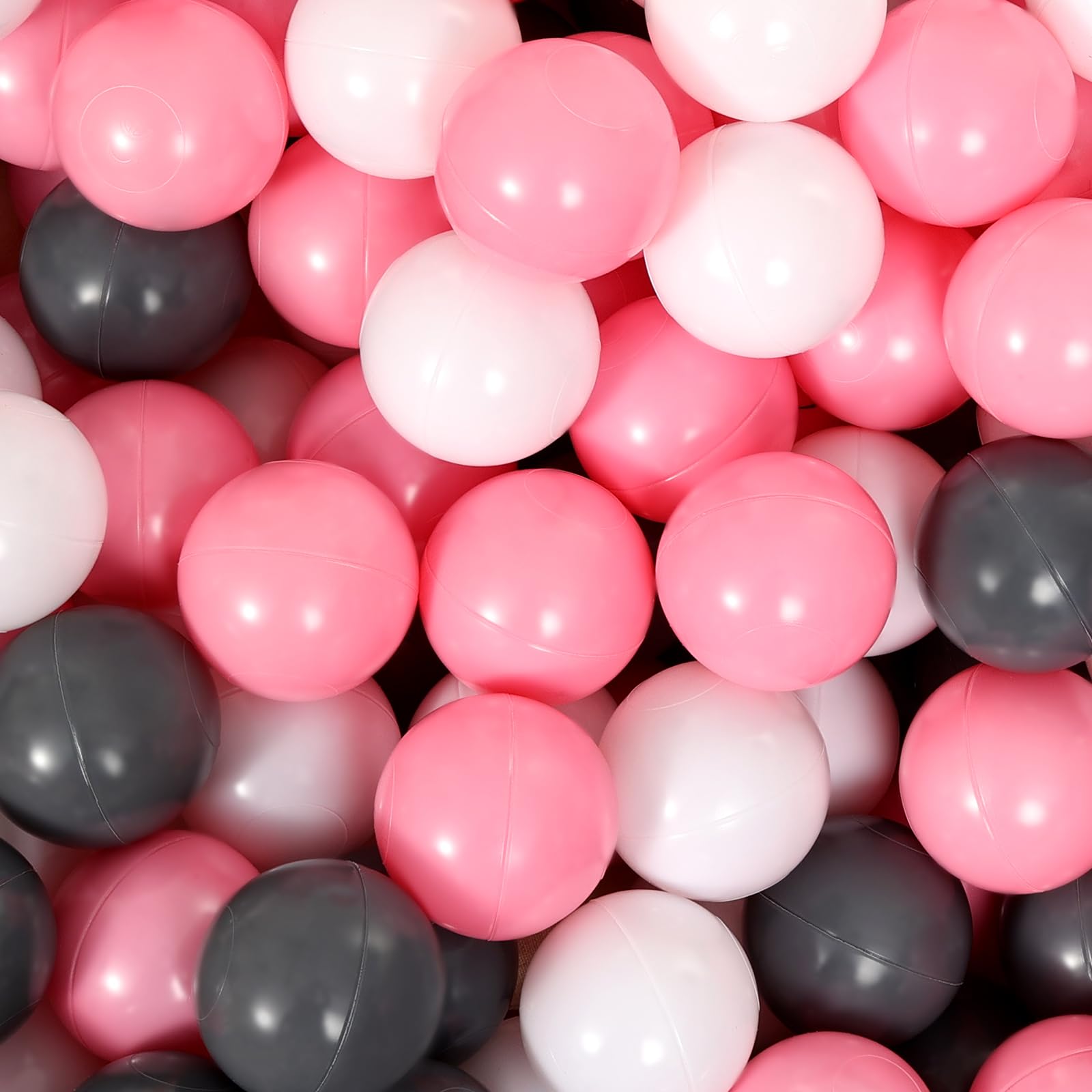 Suncuber Ball Pit Balls for Toddlers: 50 Colorful Pink, White, and Grey Balls – BPA-Free, Phthalate-Free, Crush-Resistant Plastic, 2.2 Inches, Perfect Toy for Boys and Girls Ball Pit Play
