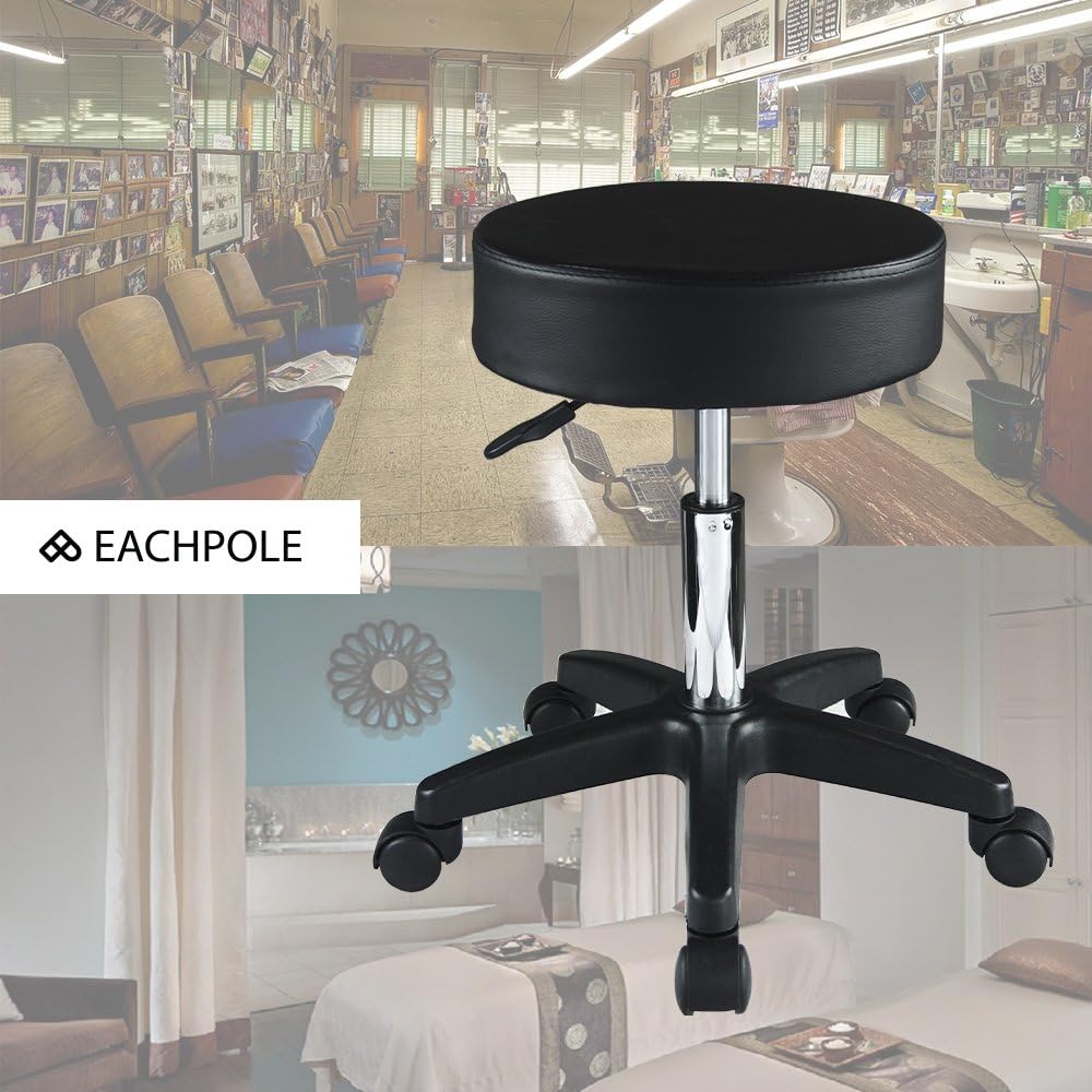 EACHPOLE 360 Degree Pivoting Stool with Rolling Wheels and Hydraulic Height Adjustment for Tattoo Shops, Salons, Drafting, Massage, APL1533: Kitchen & Dining