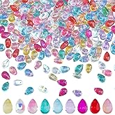 HOBBIESAY 200Pcs Teardrop Glass Beads 9mm Transparent Water Drop Crystal Glass Beads Random Mixed Czech Bead Mixed Color Bead Charm for DIY Jewelry Making Craft Hole: 1mm
