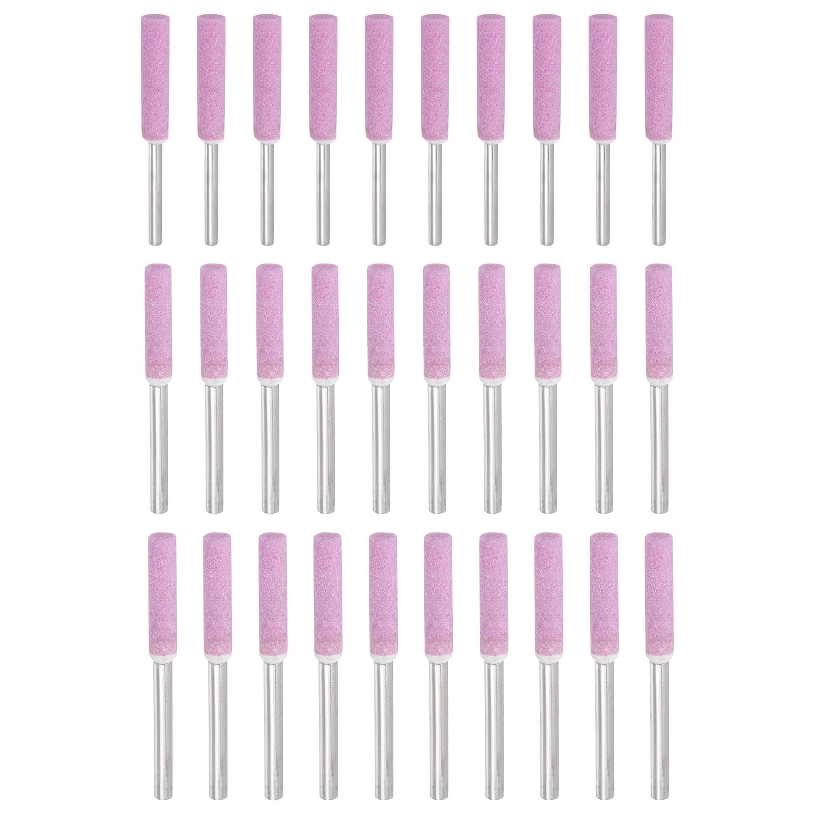 PATIKIL 30 Pcs Diamond Chainsaw Sharpener 3 Sizes High Hardness Sharpening Stone Polishing Chainsaw Sharpening Kit Grinding File Tool, Pink(5/32", 3/16", 7/32")