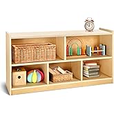 wingyz Wooden Storage Cabinet, 5-Section Montessori Bookshelf, Kids Toy Storage Organizer Book Shelf for Kids Rooms, Classroom, Playroom, Nursery, Preschool Book Shelves