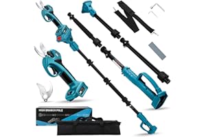 Electric Pruning Shears Compatible with Makita 18V Battery(No Battery), 2-in-1 Brushless Pruner with Extendable Pole with 8ft