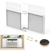 Powrocket Window Air Conditioner Side Panels with Frame,Adjustable Extra Wide Air Conditioner Side Panels Fits Most 5,000-14,000 BTU Window AC Units,Window AC Side Panel Curtain Kit,2 Pack