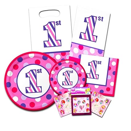 1st Birthday Girl Party Supplies Set First Birthday Party