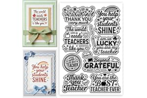 CONCHLERY Clear Stamps Teacher's Day Greetings Transparent Stamps Thank You Teachers Apples Silicone Clear Seals for DIY Scra