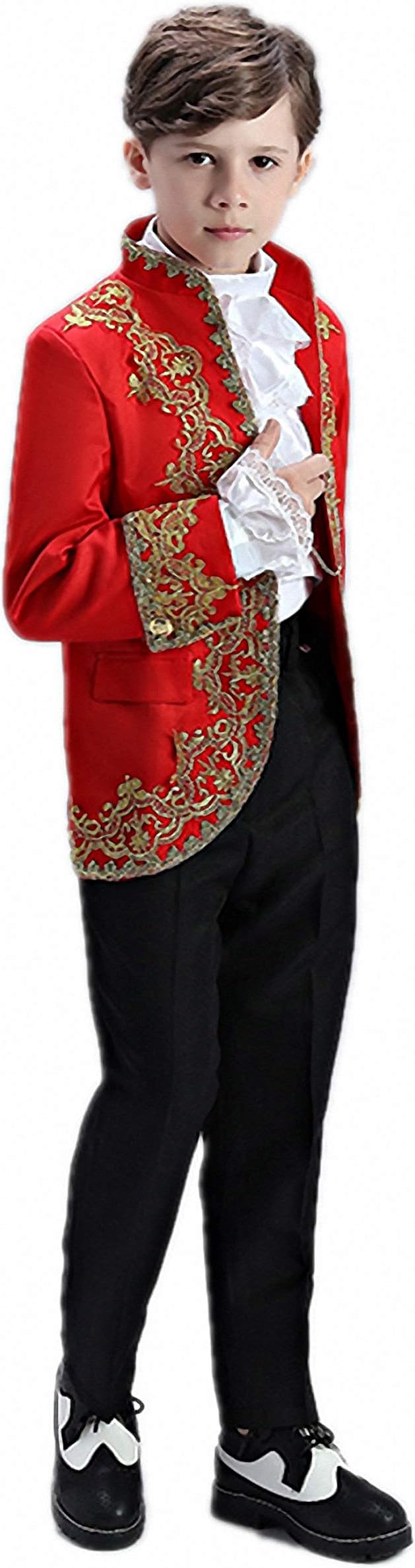 Anshirlisa 2019 New Boys Halloween Prince Cosplay Costume Nobility Flower Boys Wedding Tuxedo Suits 2 Pieces