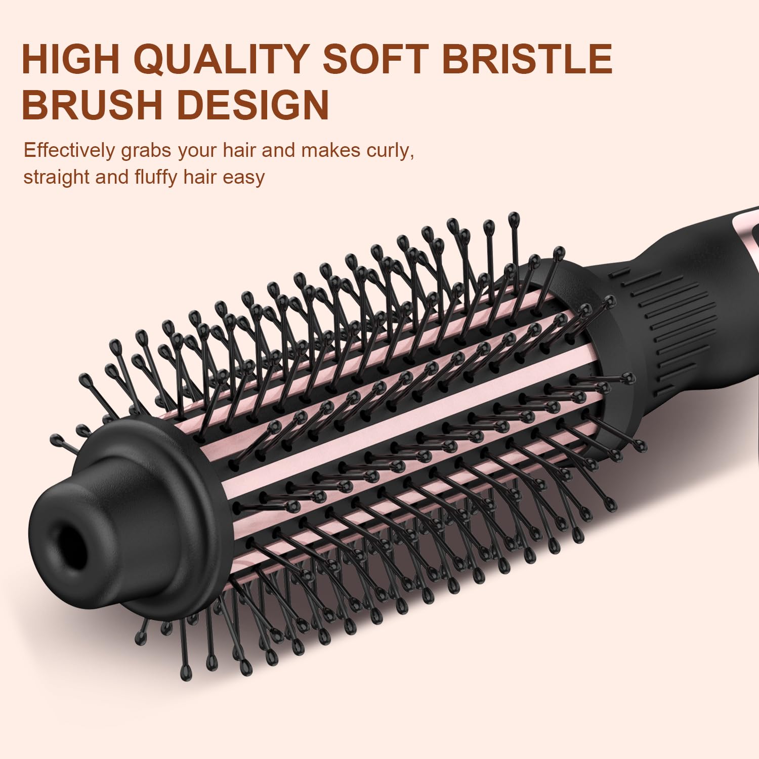 1.5 Inch Curling Iron Brush Volumizing Heated Round Brush (Ceramic Tourmaline, Ionic, Rose Gold, Multifunctional Styler Curling Wand)