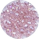 Xinhongo Crystal Glass Beads 50 Pieces 10mm Round Faceted Glass Spacer Beads for Jewelry Making Bracelet Earring Necklace DIY Craft Supplies(Pink AB)