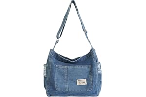 Aulenge Womens Denim Tote Bag Large Hobo Crossbody Bag with Adjustable Strap Slouchy Shoulder Bags