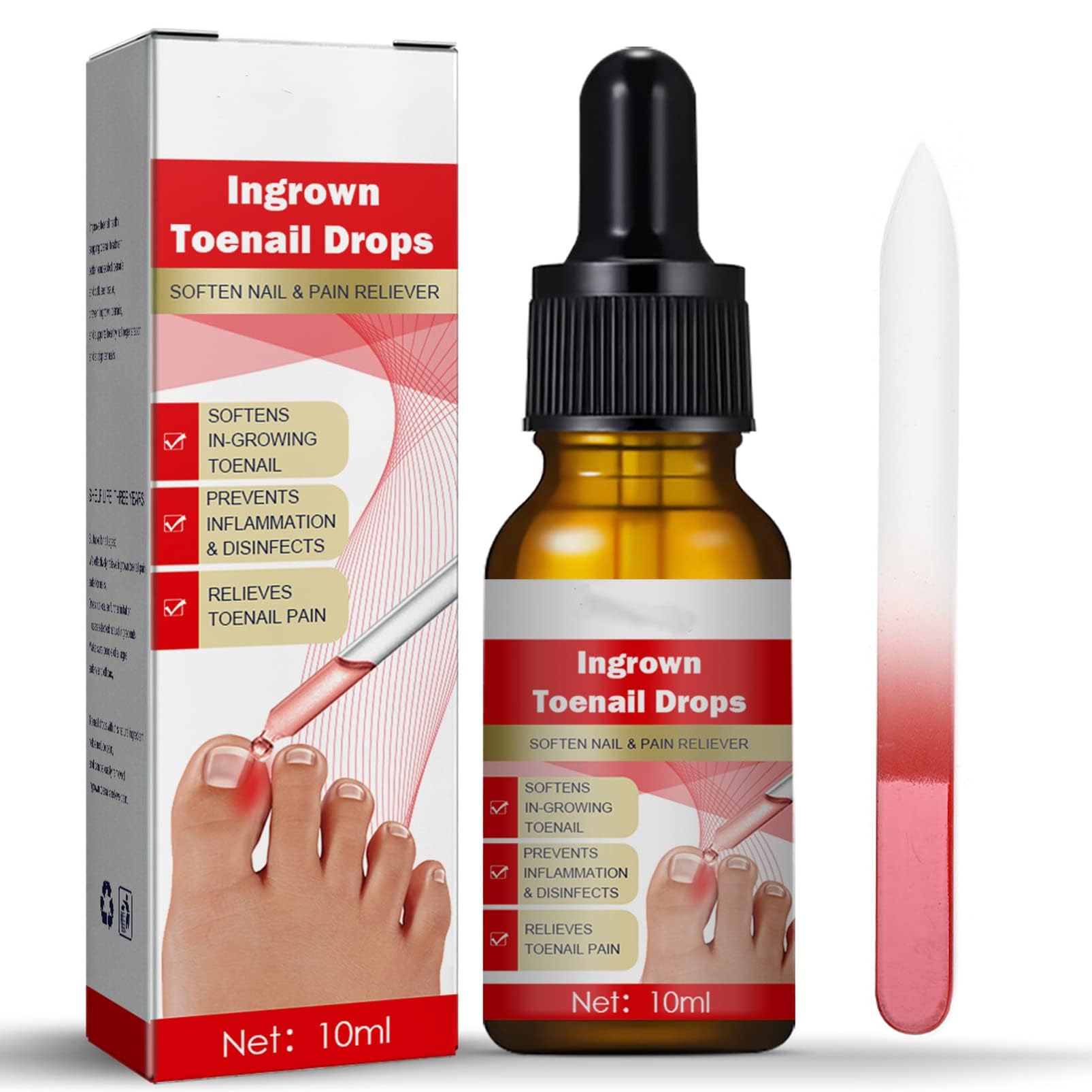 Ingrown Toenail Drop - Ingrown Toenail Care Serum with Glass Nail File - Cuticle Care Oils for Ingrown Toenails - Trimming Toenail Softening Drops Nail Strengthener
