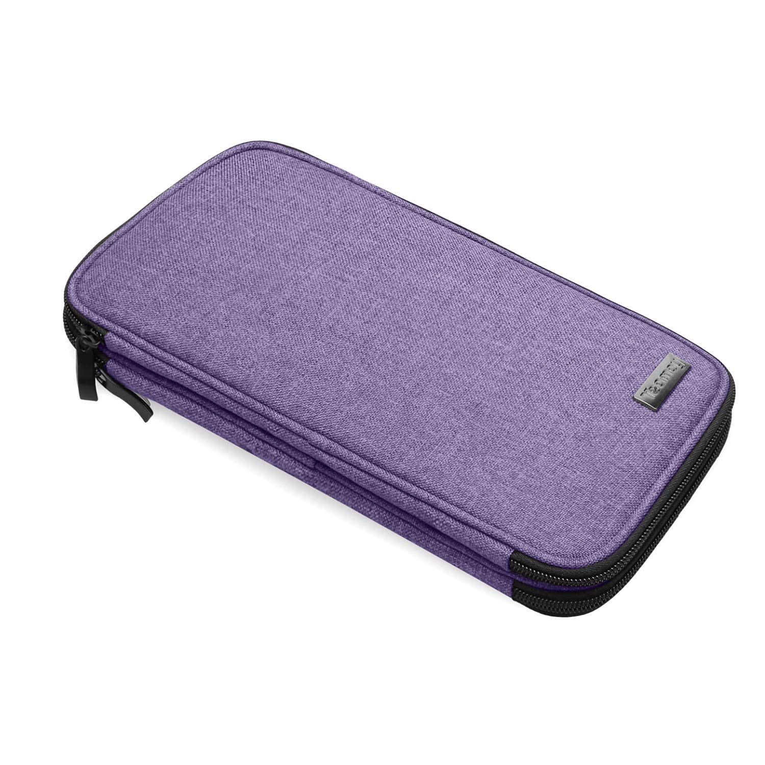 Teamoy Knitting Needles Case(up to 10-Inch), Travel Organizer Storage Bag for Circular and Straight Knitting Needles, Crochet Hooks and Knitting Accessories, Purple-NO Accessories Included
