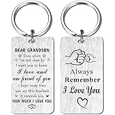 Jzxwan I Love You Grandson Keychain Gifts, Proud of Grandson Birthday Valentines Day Keychain Present, Unique Key Chain Present from Grandpa Grandma