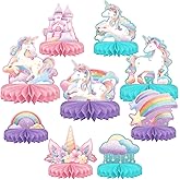 Unicorn Birthday Party Supplies Set - Rainbow Table Decorations with Honeycomb Centerpiece for Unicorn Party Decorations