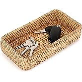 Hipiwe Key Basket for Entryway Table Natural Rattan Serving Tray Small Wicker Trays for Decor Fruit Bowl Decorative Baskets for Kitchen,Coffee Table