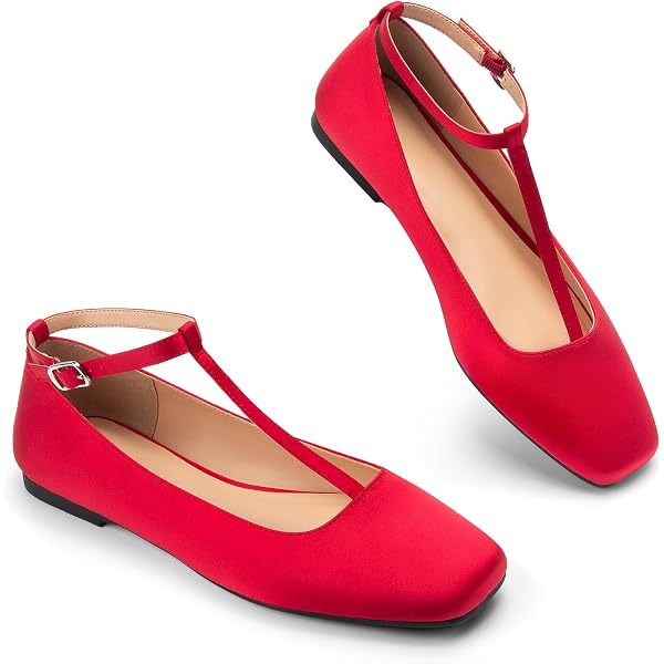 IDIFU Mary Jane Flats - Vintage Square Toe Strappy Dress Shoes For Women