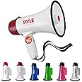 Pyle Megafoon Luidspreker - Compact PA Bullhorn - Luidsprekerhoorn - Draagbare Luidspreker met Sirene en LED Zaklamp - Verstelbaar Volume - Afneembare Microfoon - 50 Watt