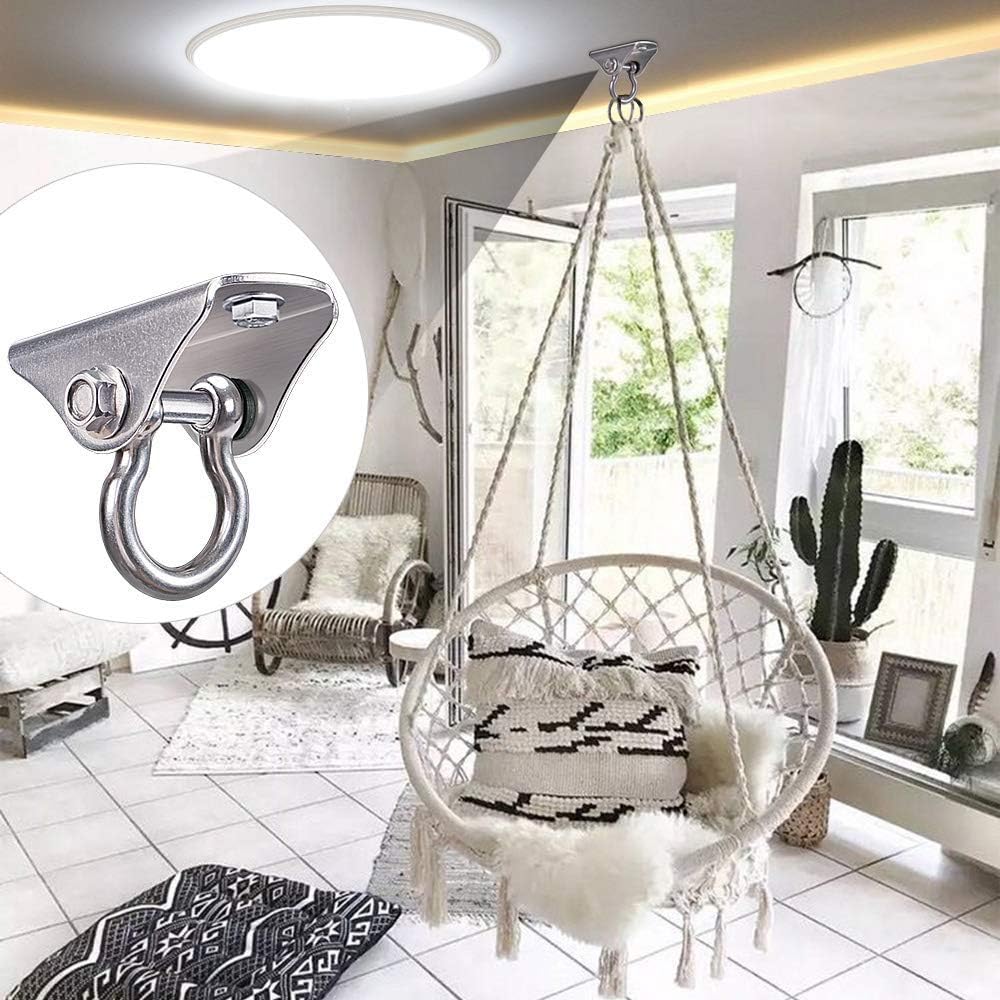 SELEWARE Permanent Antirust 304 Stainless Steel Heavy Duty 180° Swing Hangers, 1000 lb Capacity Suspension Swing Hardware Hooks with 4 Screws for Playground Porch Yoga Hammock Chair Swing Set,2 Pack: Toys & Games