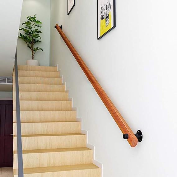 Amiiaz Handrail Complete Kit Solid Wood Stair banister handrail Against The Wall Old Man