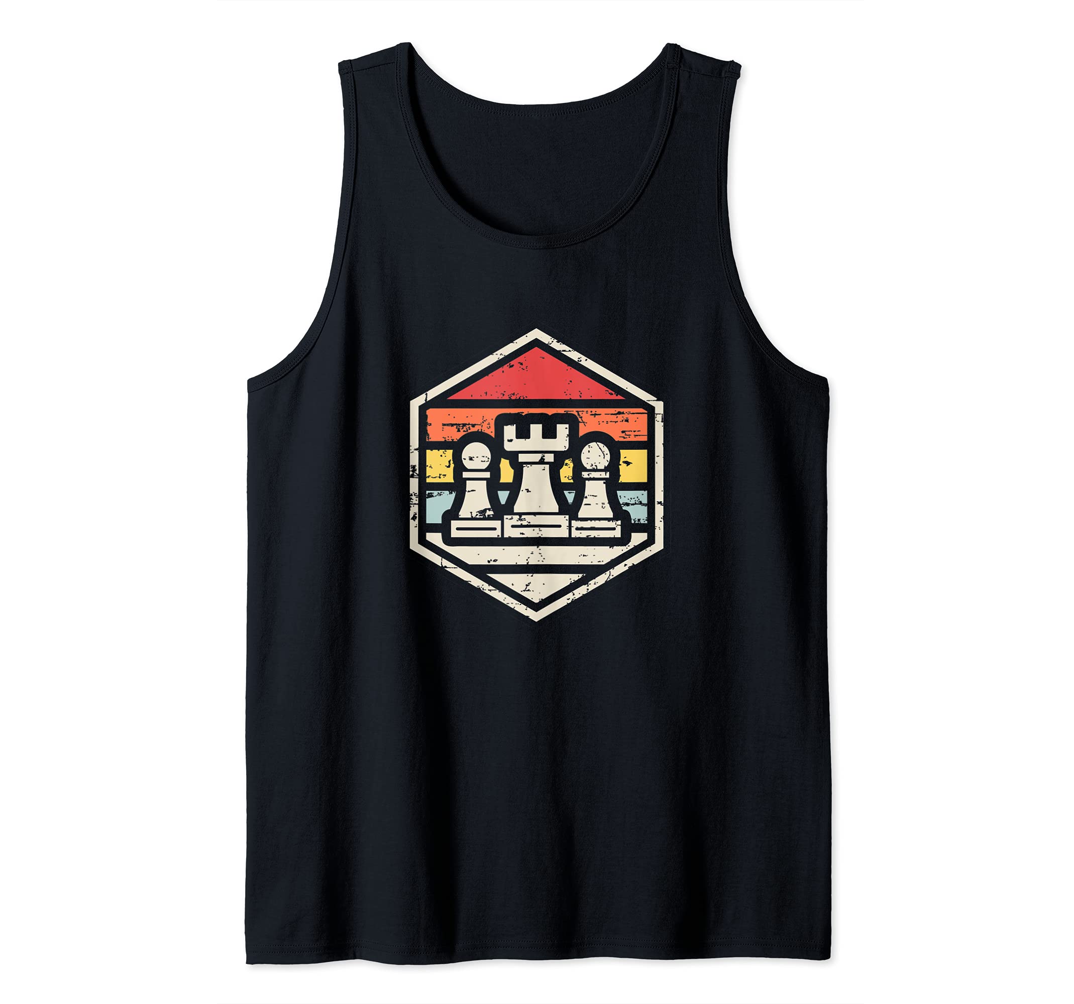 Retro Badge Chess Rook | 80s chess Tank Top