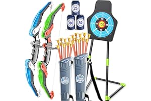 EagleStone 2 Pack Kids Bow and Arrow with LED Light,Archery Set with Standing Target, Bow and Arrow Toys for Kids 4-6 6-8 8-12,Outdoor Games Toys for Boys Girls