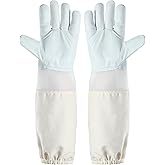 ISIVBPEP Ventilated Beekeeping Gloves, Bee Gloves for Men Women, Goatskin Beekeeper Glove with Ventilated Sleeves & Elastic Cuffs M