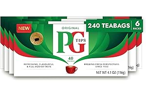 PG Tips Premium Black Tea For a Classic Caffeinated Beverage, Black Tea Bags, 240 Total Bags (40 Count - Pack of 6)