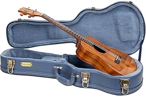 Crossrock Relief Series Tenor Ukulele Case | Carved Smoke Blue Finish, Monochrome Blue Velvet Interior, Lock (CRW630TUSB)