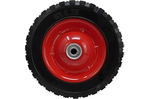 Shepherd Hardware 8" Semi-Pneumatic Replacement Wheel – Diamond Tread Rubber Tire with Steel Ball-Bearing Hub & 1/2" Bore – Flat-Free Wheel for Lawn Carts, Wagons, Hand Trucks & Equipment