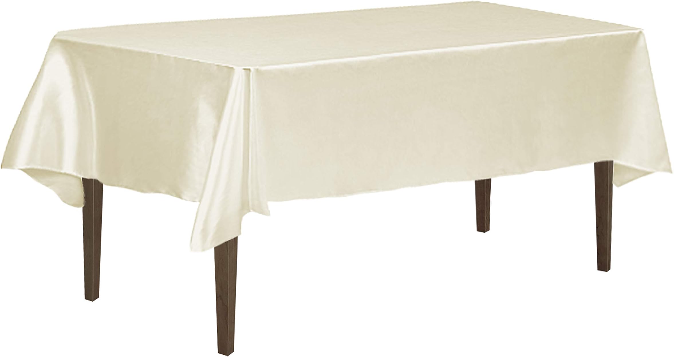 LinenTablecloth 60 x 102-Inch Rectangular Satin Tablecloth Ivory