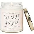 Sweet Water Decor, Be Still and Know, Sea Salt, Jasmine, Cream, and Wood Scented Soy Wax Candle for Home | 9oz Clear Jar, 40 