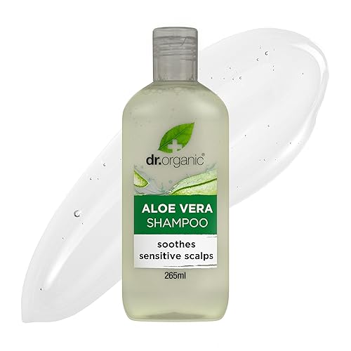 Dr Organic Aloe Vera Shampoo, Soothing, All Hair Types, Natural, Vegan, Cruelty-Free, Paraben & SLS-Free, Recyclable & Recycled Ocean Bound Plastic, Certified Organic, 265ml, Packaging may vary