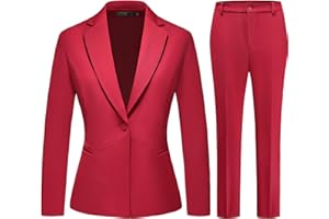 MODFUL Women's 2 Piece Business Suit Pant Set Slim Fit One Button Blazer Jacket Lady Work Suit for Office