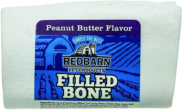 REDBARN FILLED DOG BONES, NATURAL LONG-LASTING DENTAL TREATS; SUITABLE FOR AGGRESSIVE CHEWERS, SMALL (3″) – 30 BONES (PEANUT BUTTER)