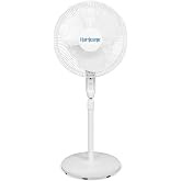 Hurricane Supreme Oscillating Pedestal Fan w/ Remote for Home, White, 16 in | Standing Electric Air Cooling Unit for Indoor Room, Garage, Workshop, Shed, and Greenhouse