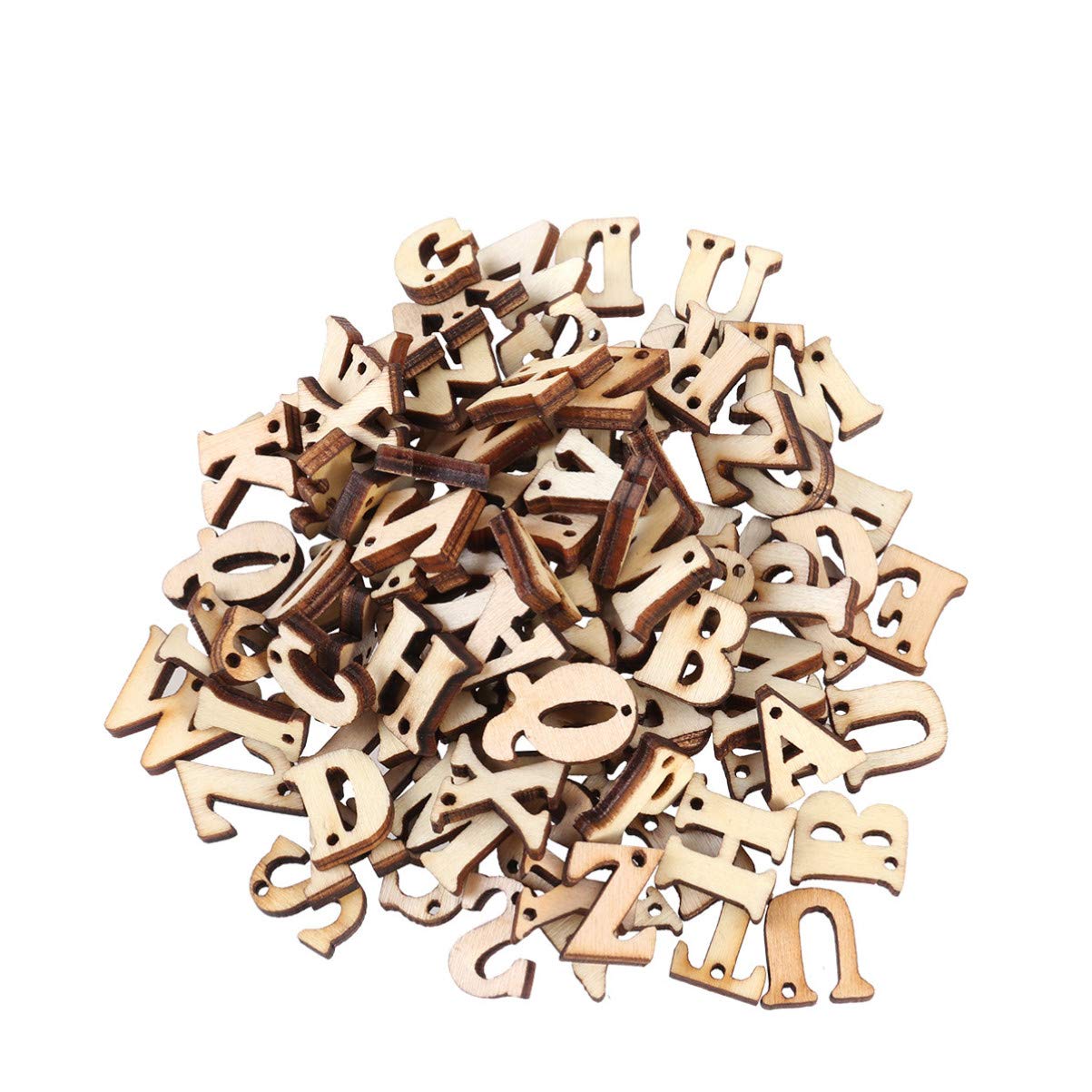 Rosenice Wooden Letters Alphabet Logs with Holes - 100 Units